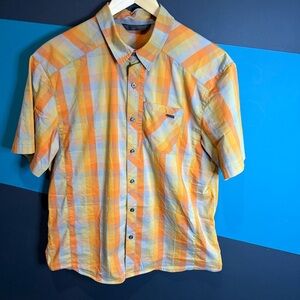 Arc'teryx Orange and Yellow Casual Button Down Shirt Cotton blend